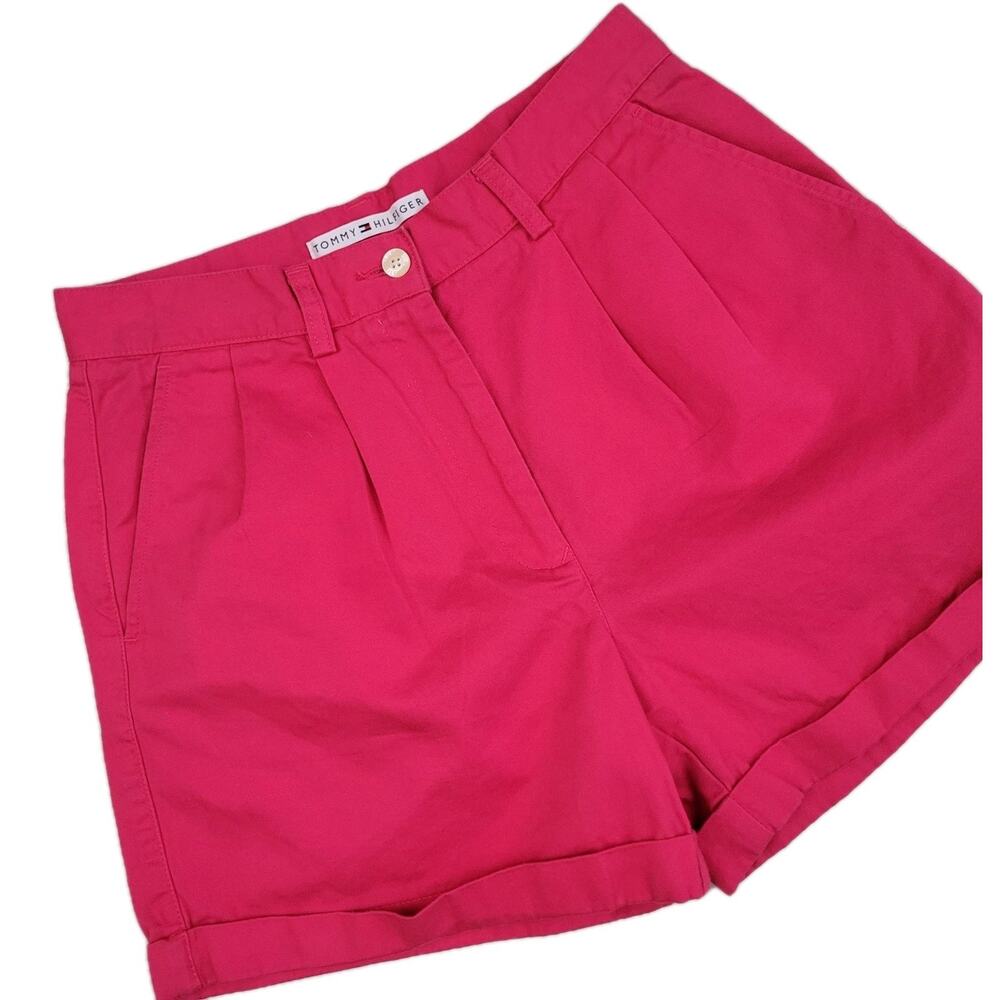 2000s Tommy Hilfiger Pink Womens 8 Bermudas High Rise Mom Shorts Vintage Y2k